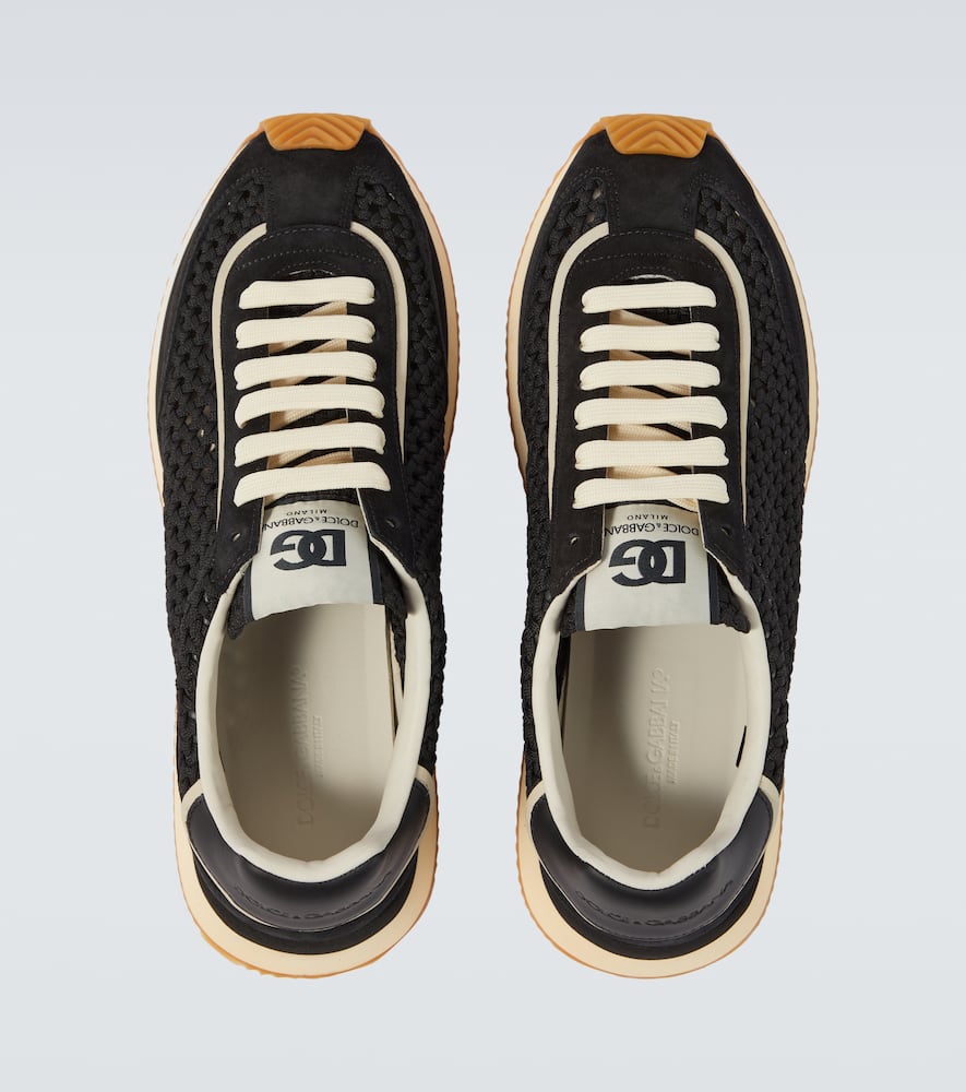 Dolce & Gabbana Black Fabric Sneakers In Multi