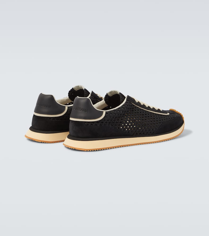 Dolce & Gabbana Black Fabric Sneakers In Multi