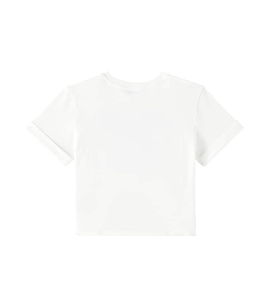 Dolce & Gabbana Dg Floral Gathered Cotton T-shirt In White