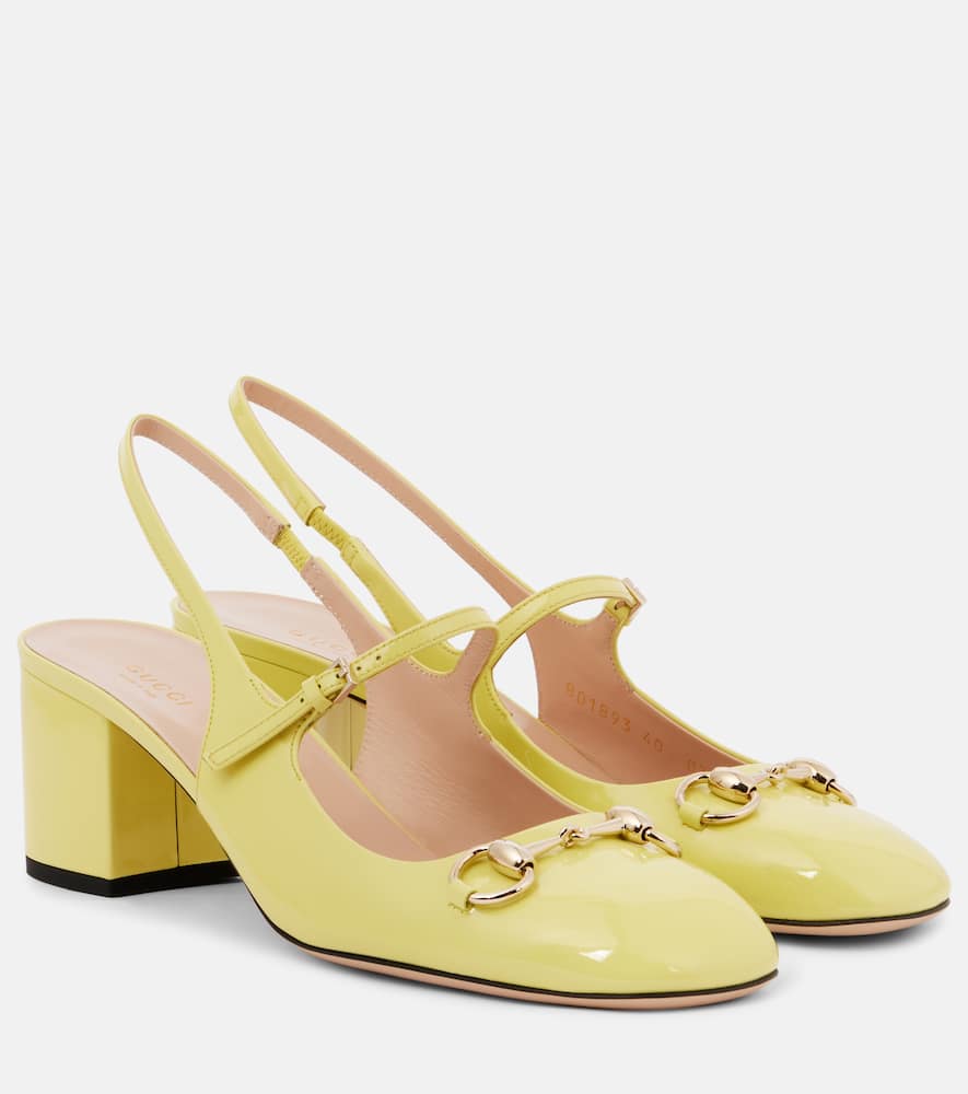 Horsebit 55 patent leather slingback pumps