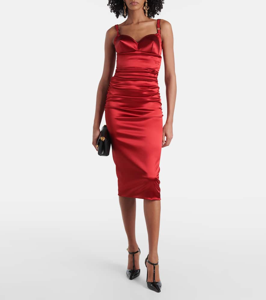 Dolce & Gabbana Midikleid Aus Satin In Red