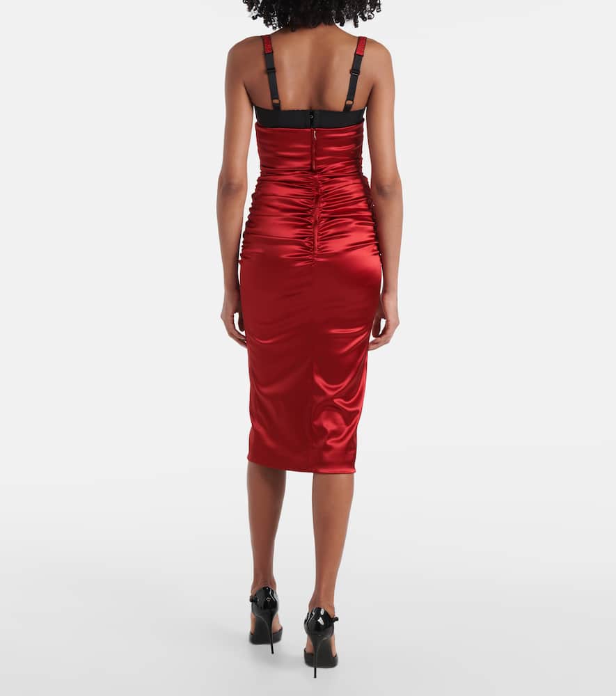 Dolce & Gabbana Midikleid Aus Satin In Red