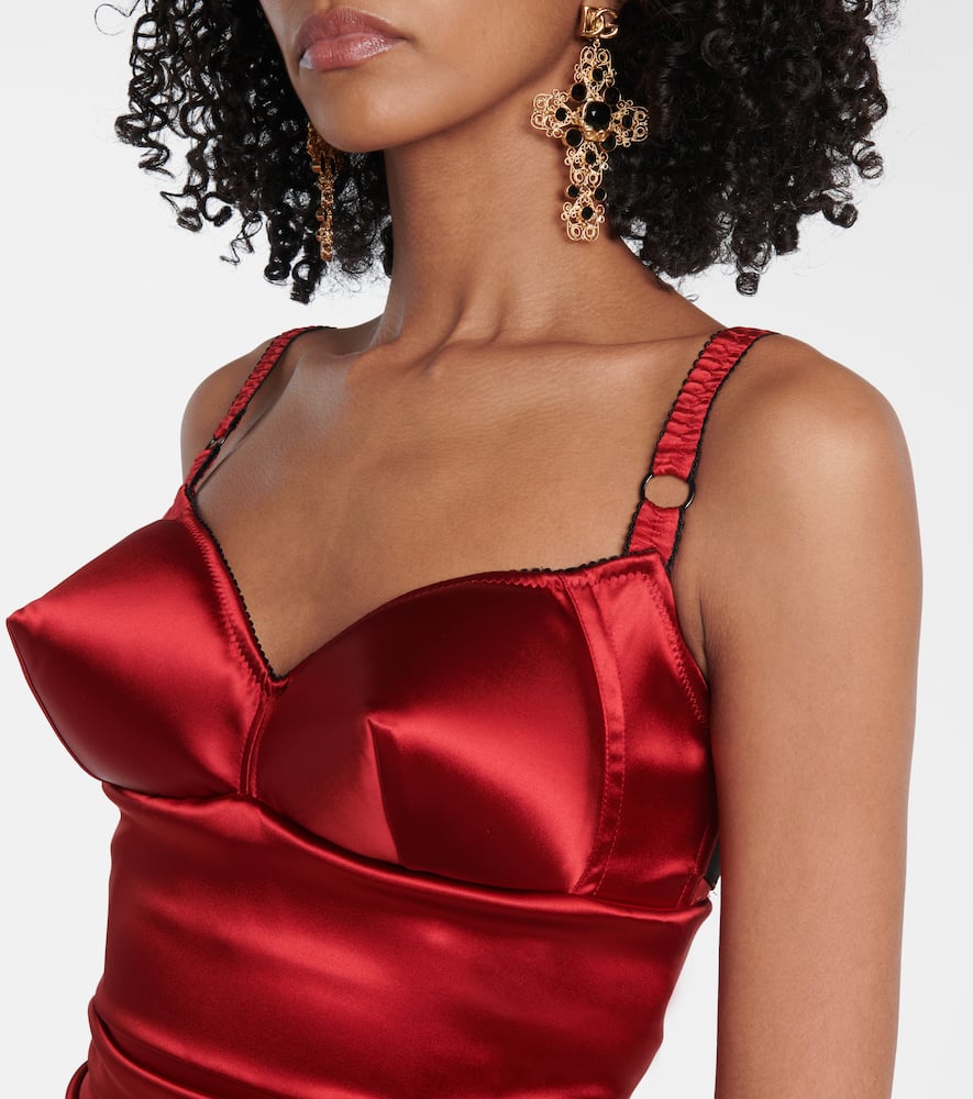 Dolce & Gabbana Midikleid Aus Satin In Red