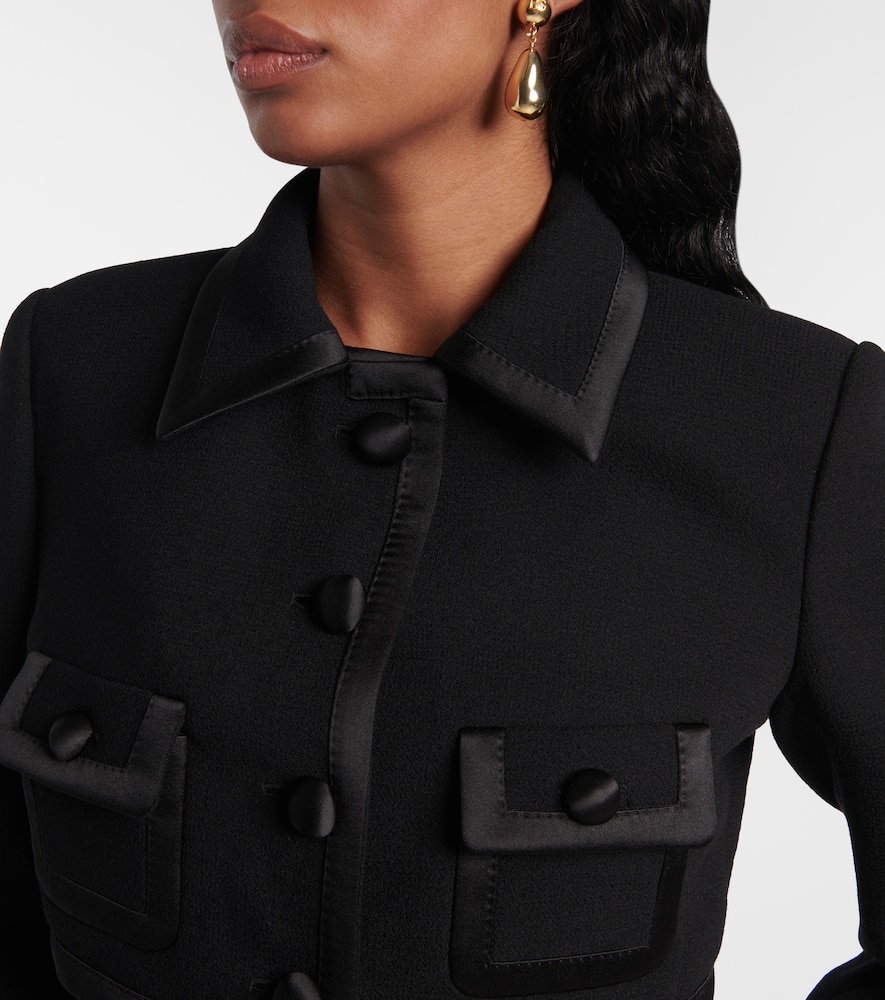 Dolce & Gabbana Cropped Wool And Silk-blend Jacket In Black