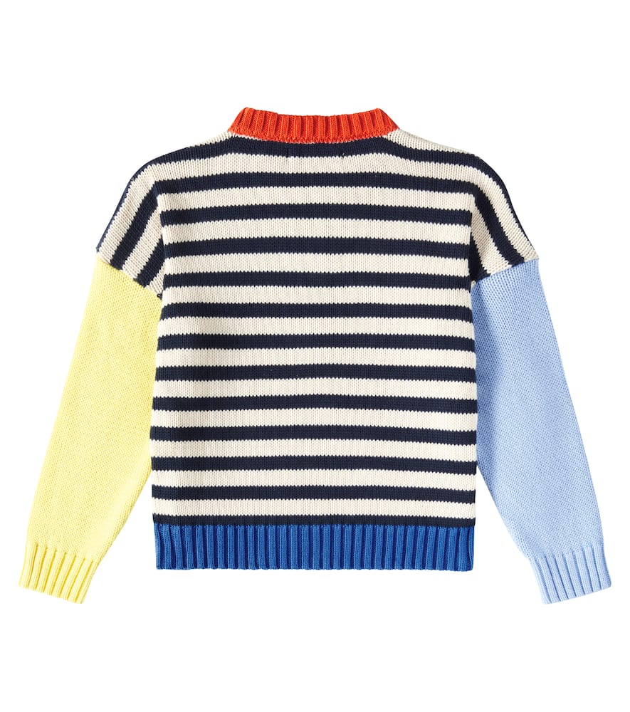 The New Society Calli Striped Cotton Sweater In Navy