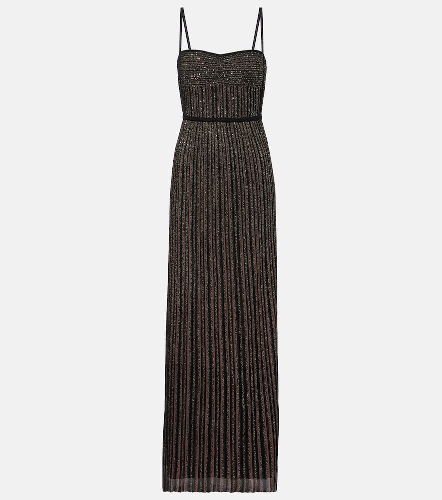 Missoni Lamé Maxi Dress In Brown