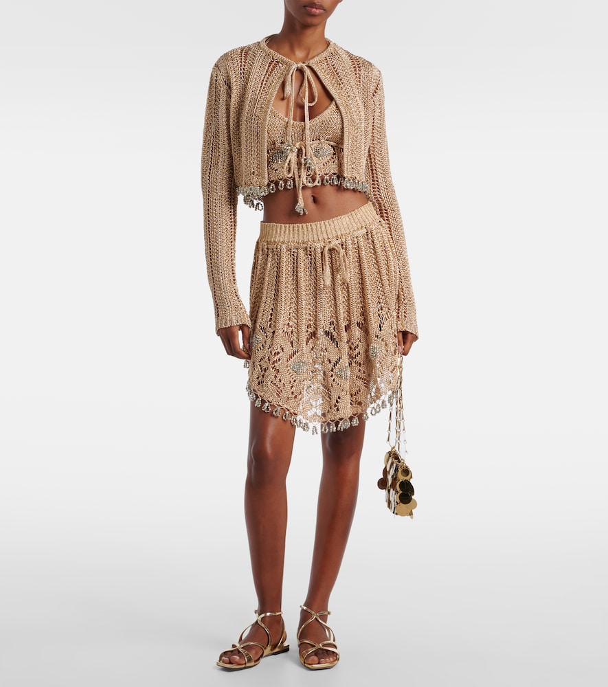  Rabanne Rabanne Crochet Embellished Lamã© Miniskirt 