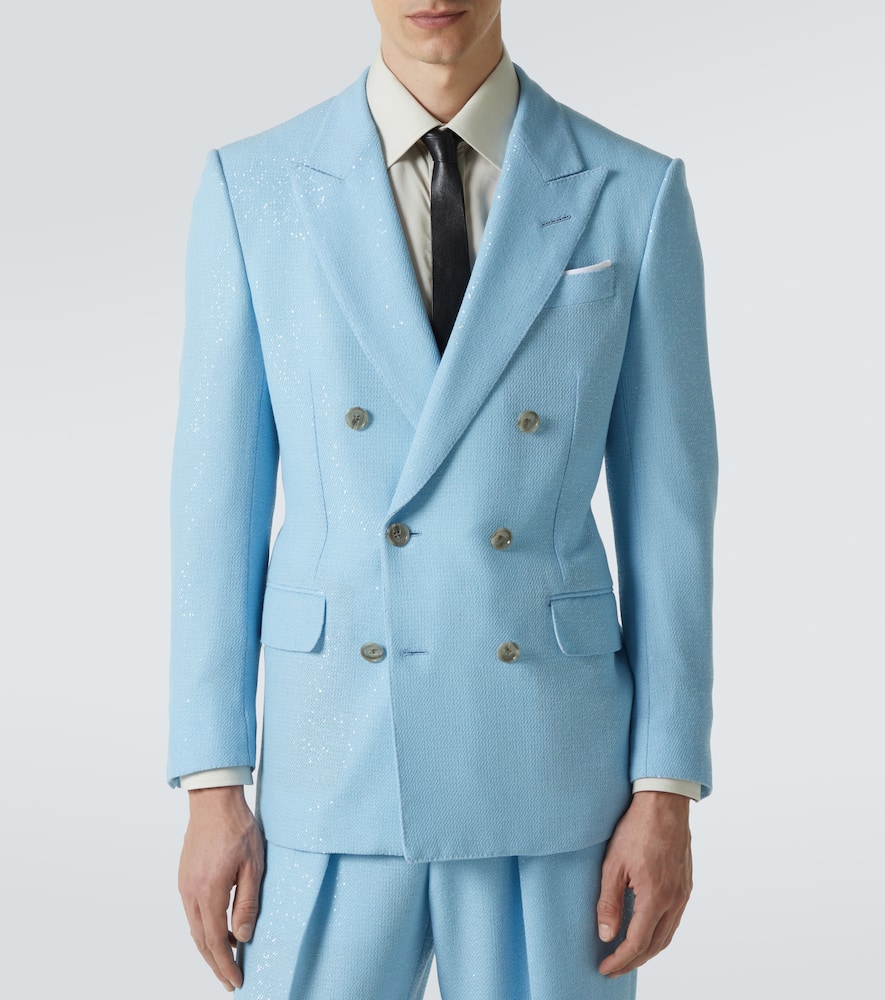Tom Ford Sequined Double-breasted Cotton Blazer In Multi
