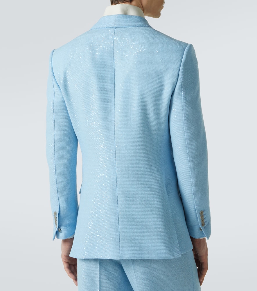 Tom Ford Sequined Double-breasted Cotton Blazer In Multi