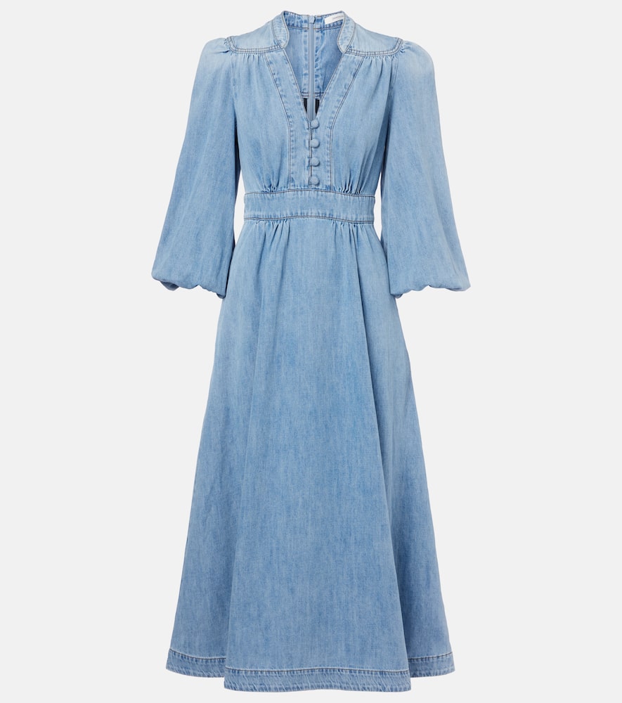Zimmermann Lucky Denim Midi Dress In Blue