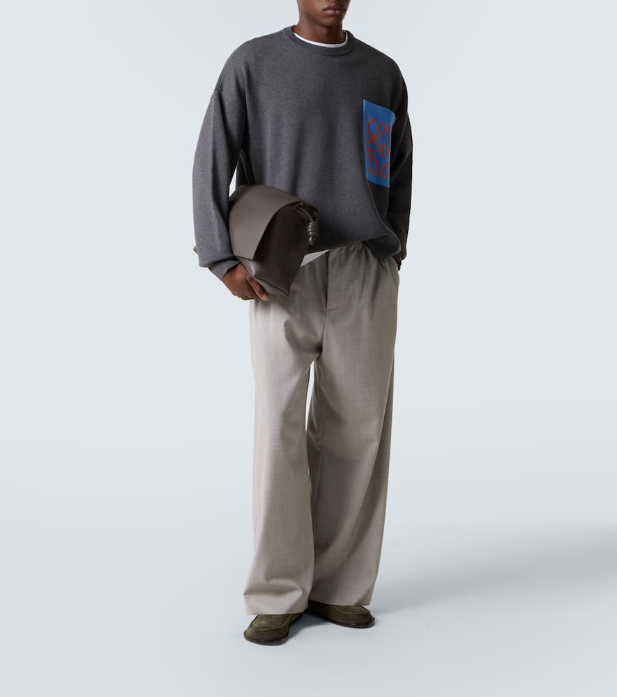Loewe Logo-patch Pocket Sweater In Gray