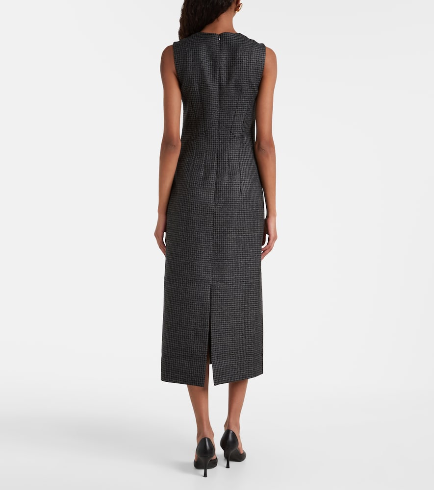 Emilia Wickstead Hartley Houndstooth Wool-blend Midi Dress In Gray
