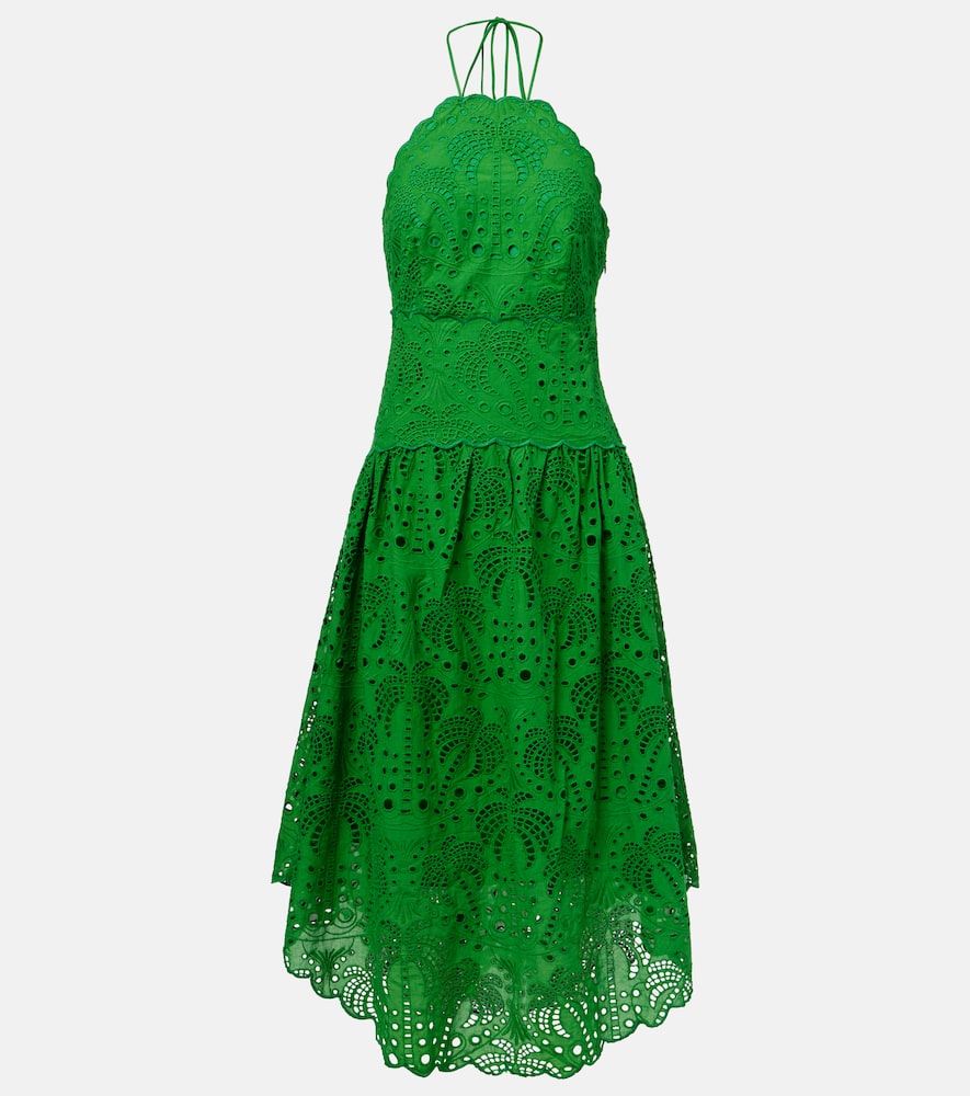 Embellished cotton midi dress
