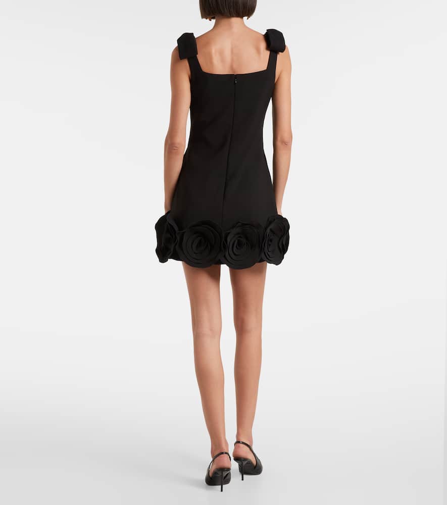 Self-portrait 3d Crepe Flower Mini Dress Black In Black