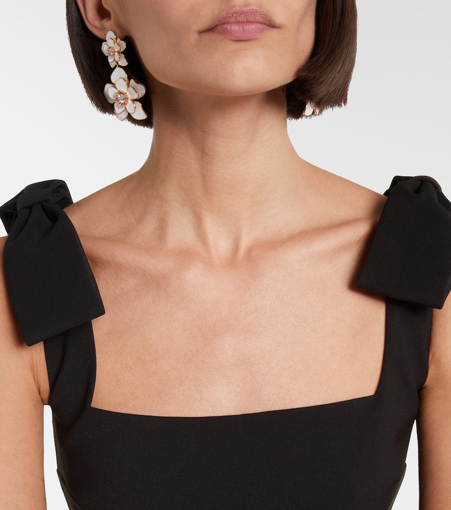 Self-portrait 3d Crepe Flower Mini Dress Black In Black