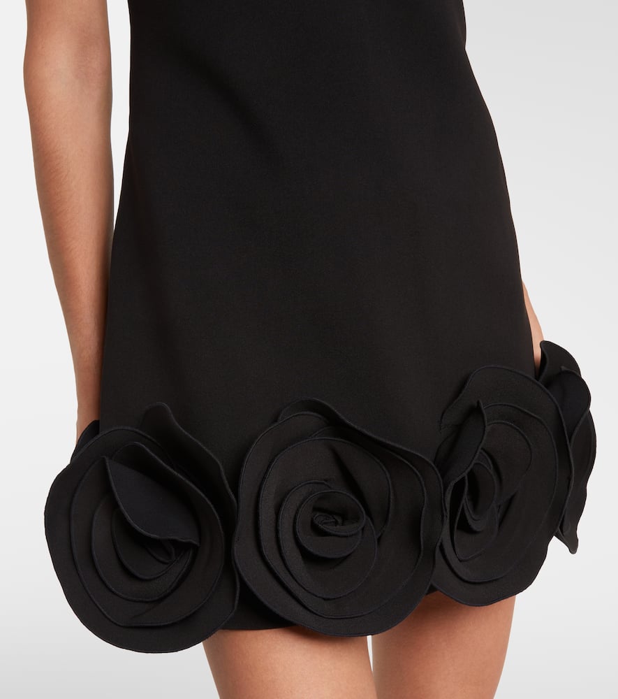 Self-portrait 3d Crepe Flower Mini Dress Black In Black