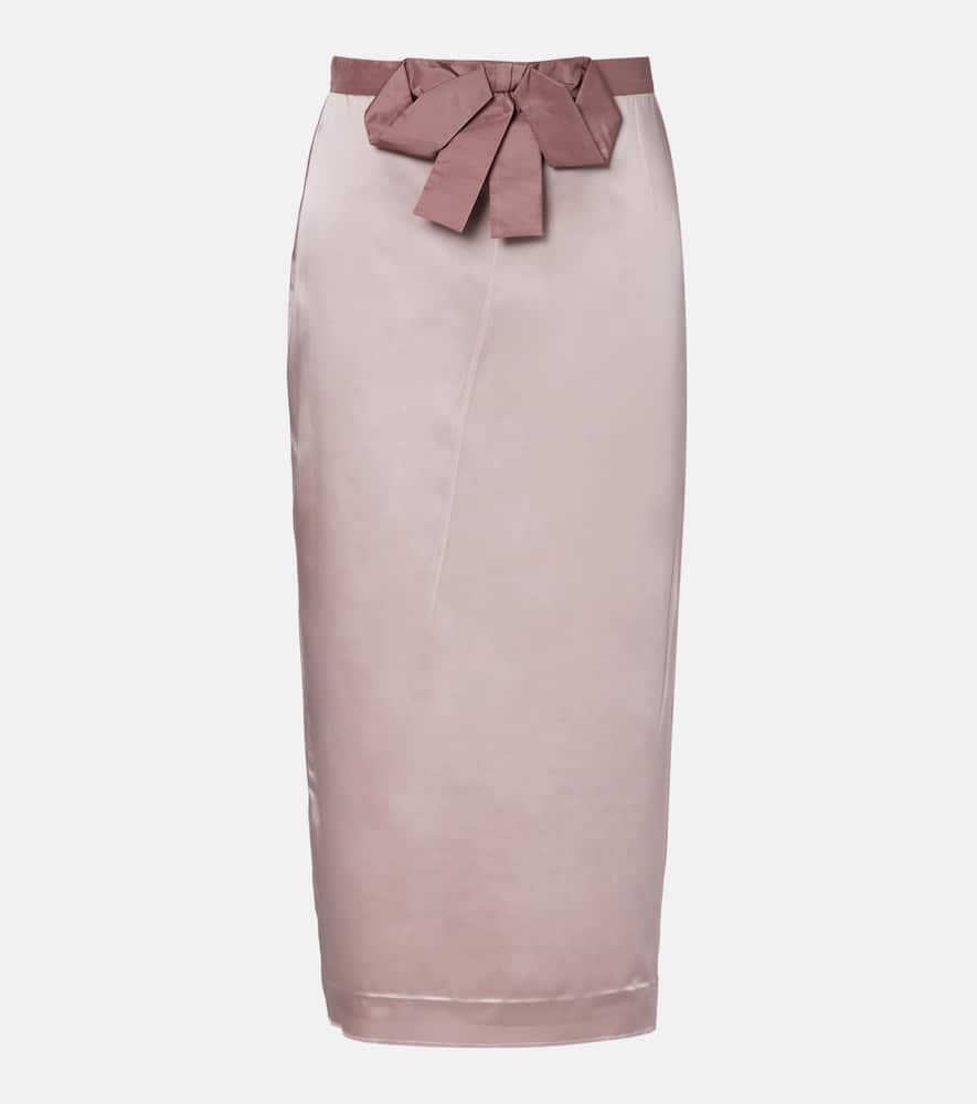 Valentino Bow-detail Satin Midi Skirt In Pink