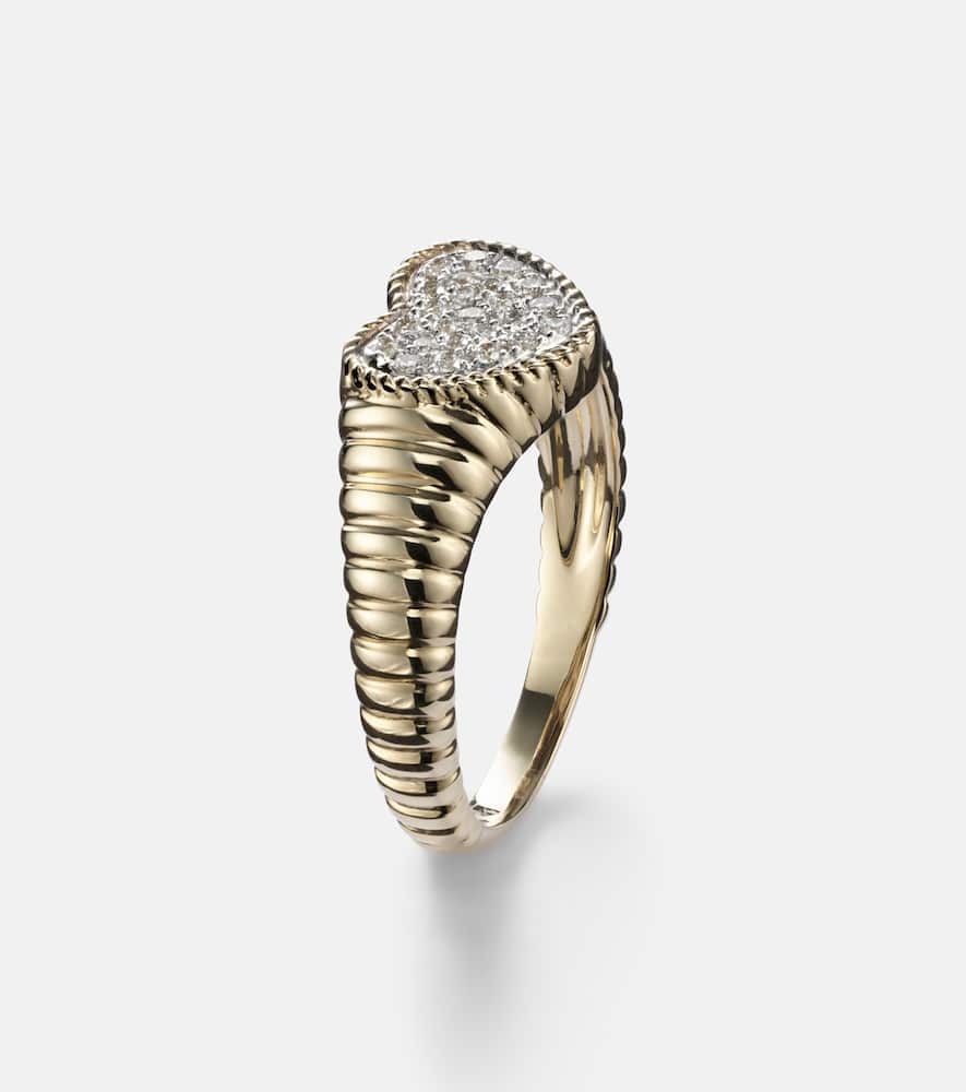 Yvonne Léon Baby 9kt Gold Pinky Ring With Diamonds In Gold