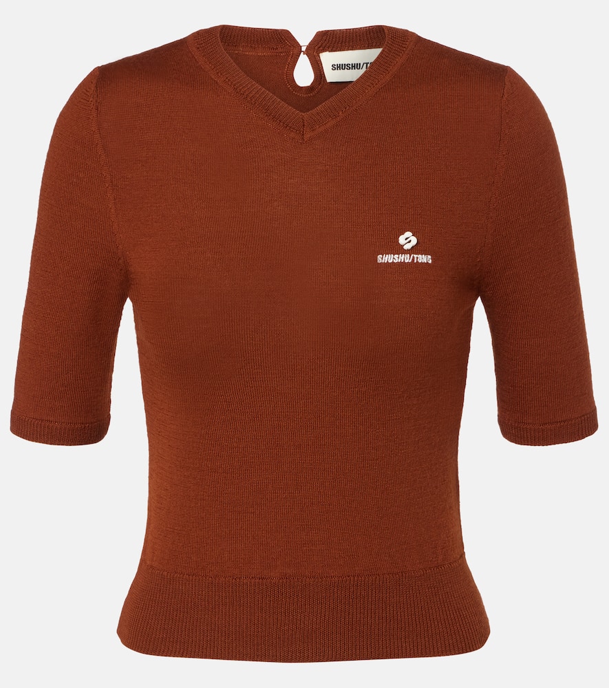 Shushu-tong Top Aus Woll-strick In Brown