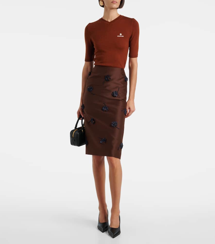 Shushu-tong Top Aus Woll-strick In Brown