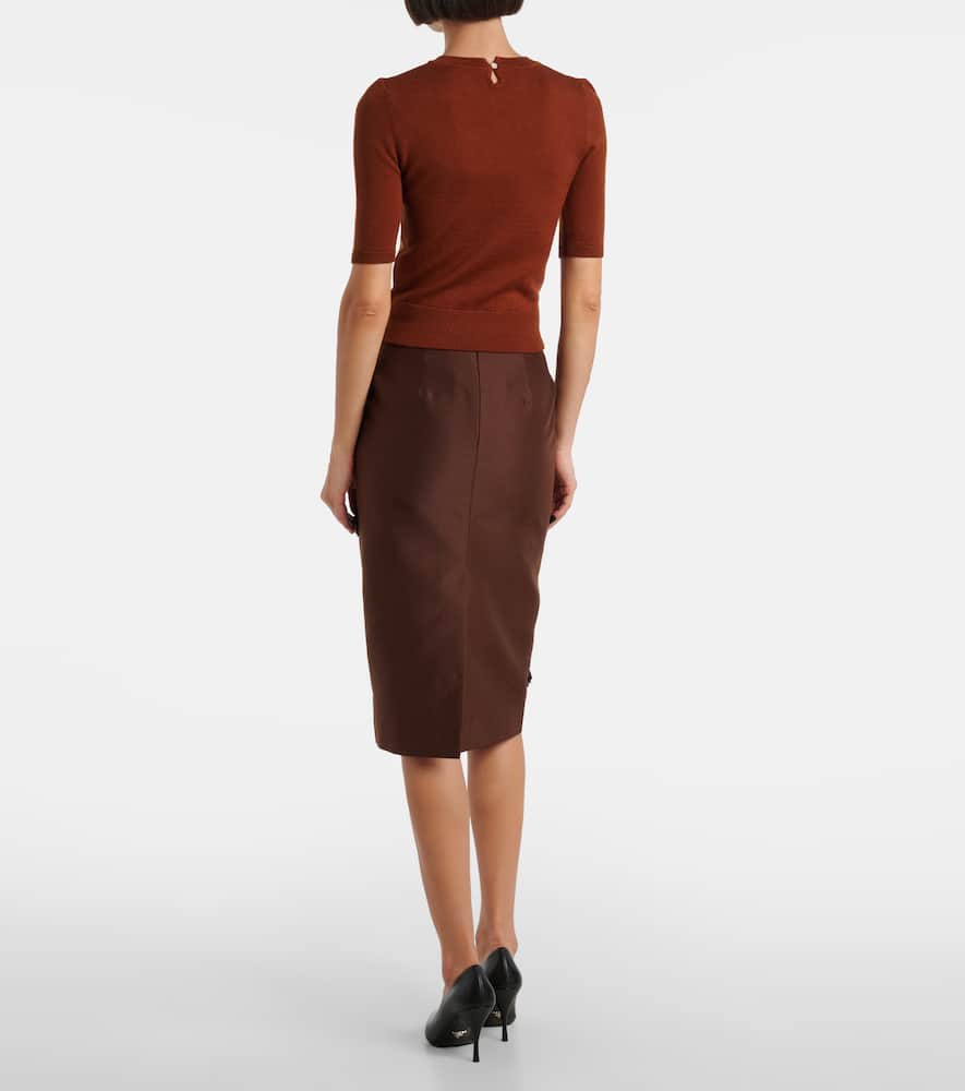 Shushu-tong Top Aus Woll-strick In Brown