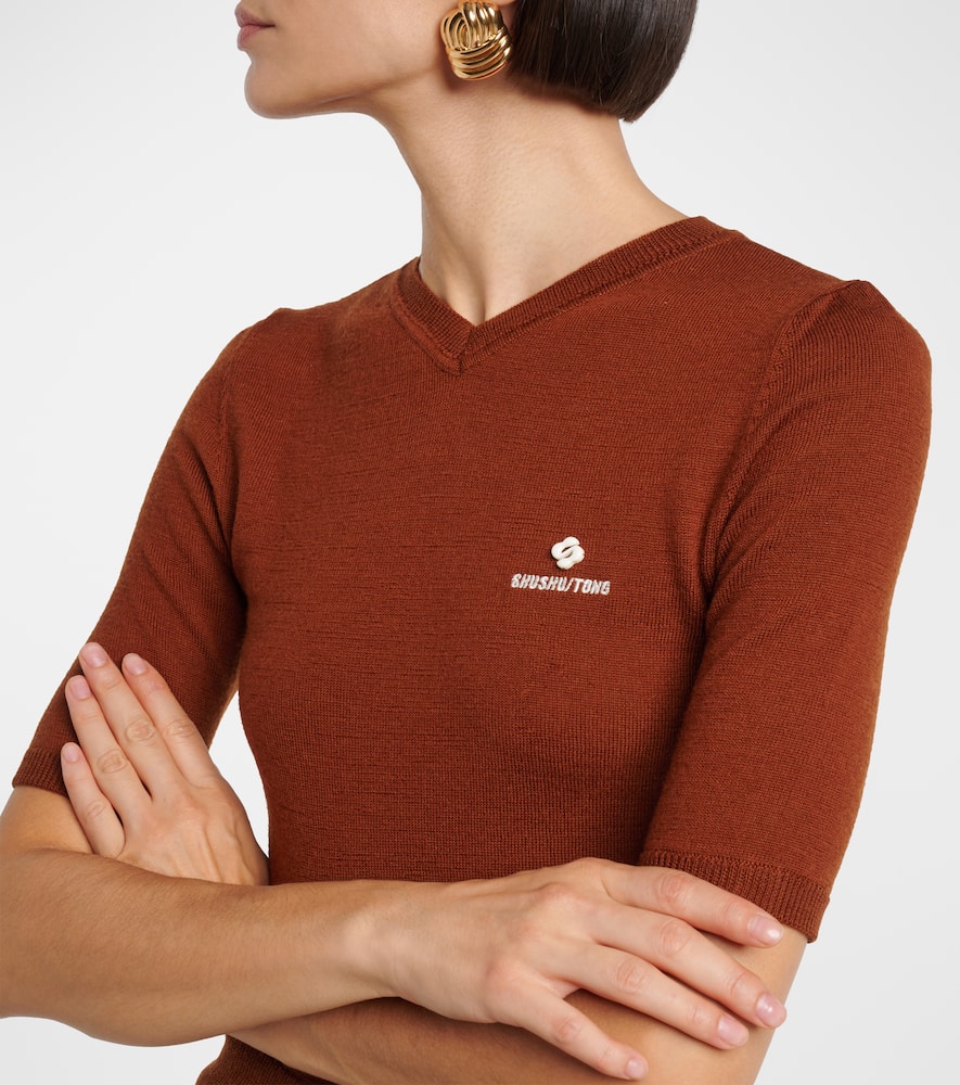 Shushu-tong Top Aus Woll-strick In Brown