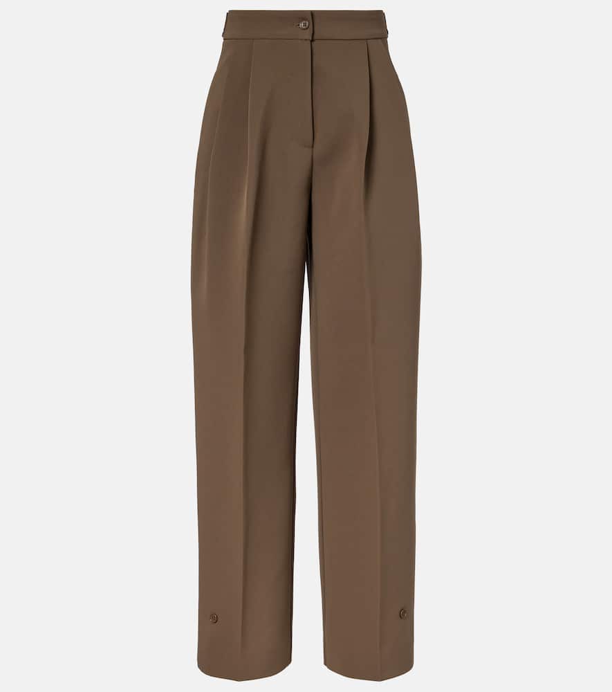 The Frankie Shop Doyer Pleated Wide-leg Pants In Green