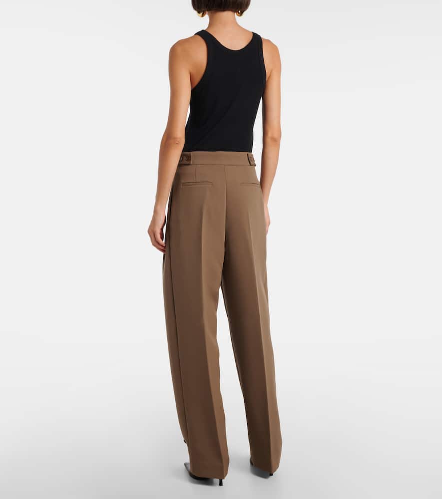 The Frankie Shop Doyer Pleated Wide-leg Pants In Green