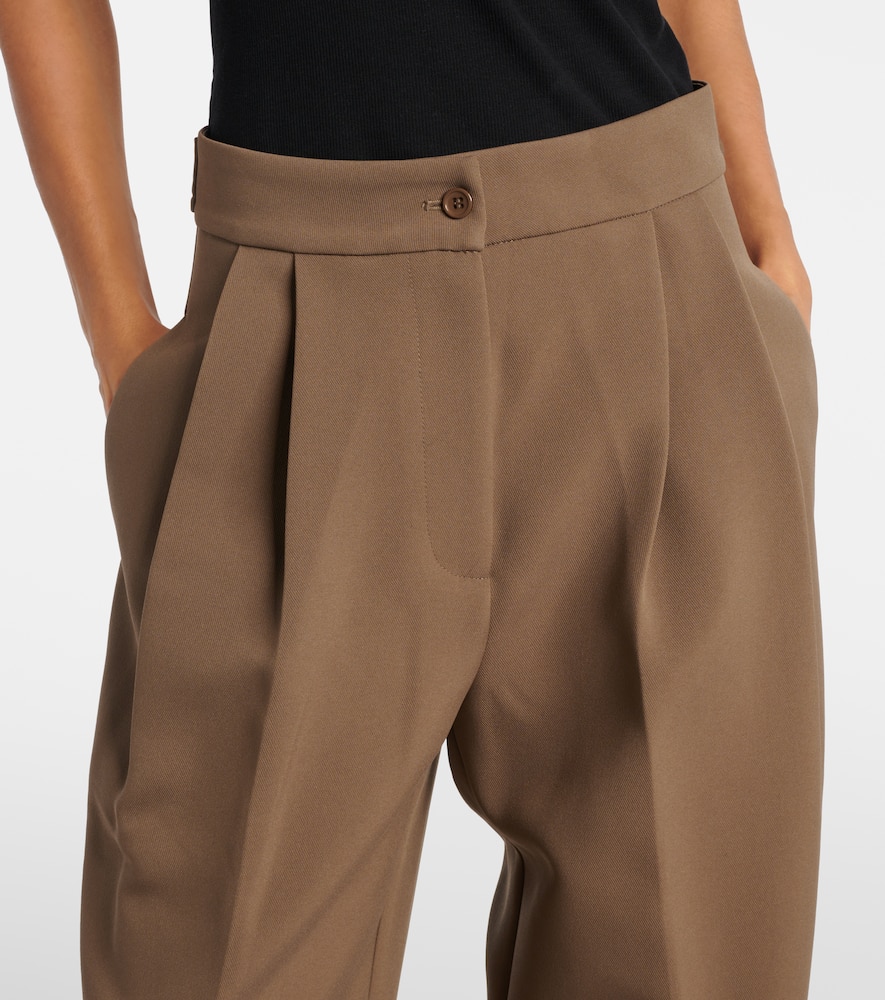 The Frankie Shop Doyer Pleated Wide-leg Pants In Green