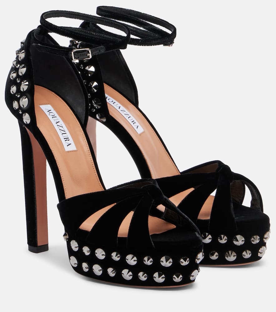 Aquazzura Verzierte Plateausandalen Cosmic Love 130 In Black