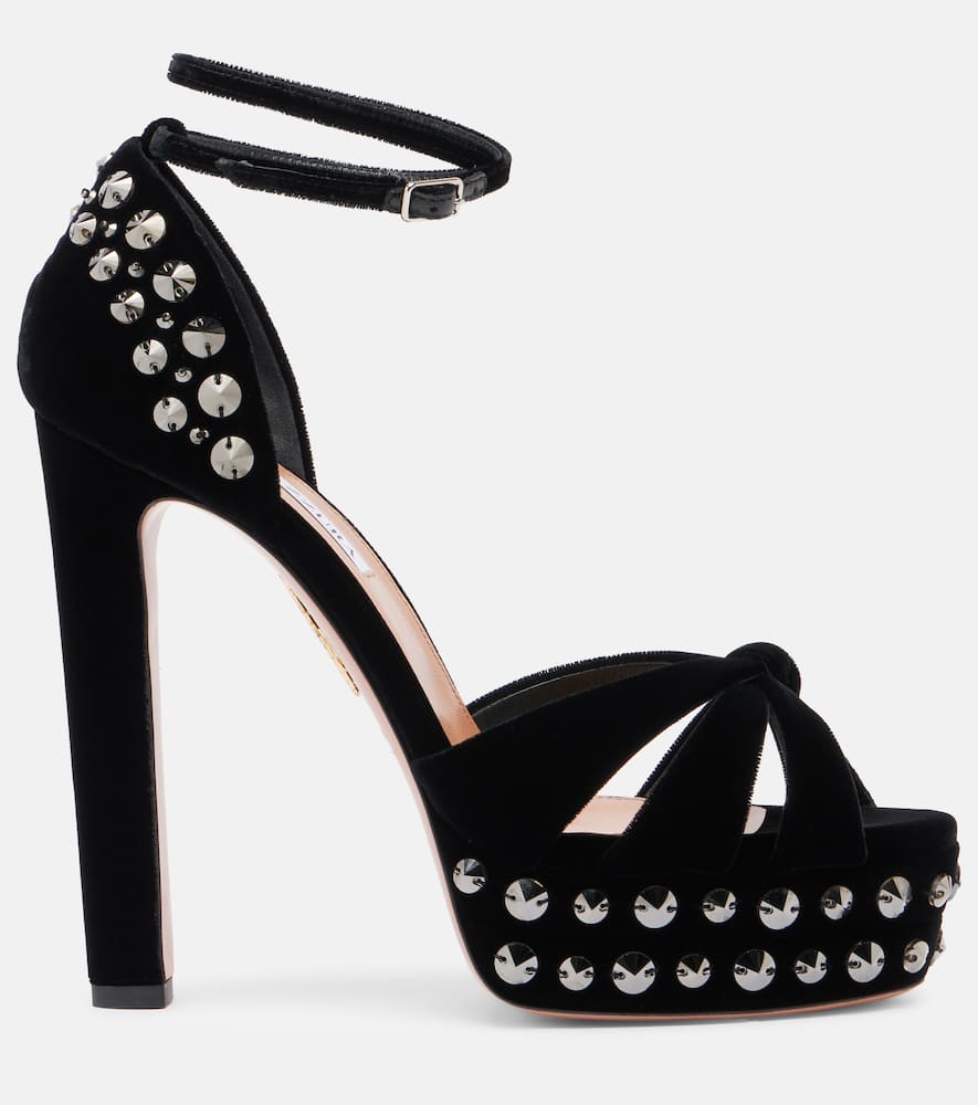 Aquazzura Verzierte Plateausandalen Cosmic Love 130 In Black