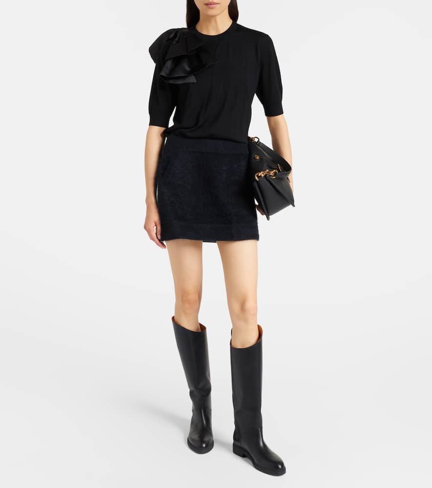 Dorothee Schumacher Virgin Merino Pullover With Satin Bow In Black