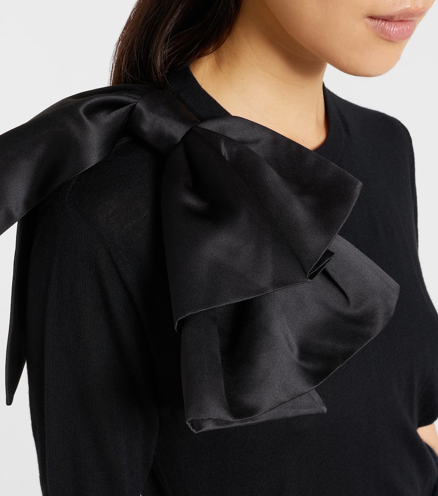 Dorothee Schumacher Virgin Merino Pullover With Satin Bow In Black