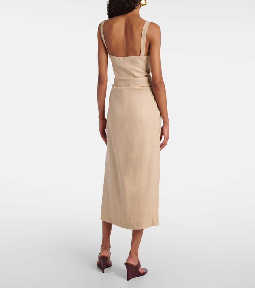 Sir Moretti Cutout Linen Midi Dress In Neutral