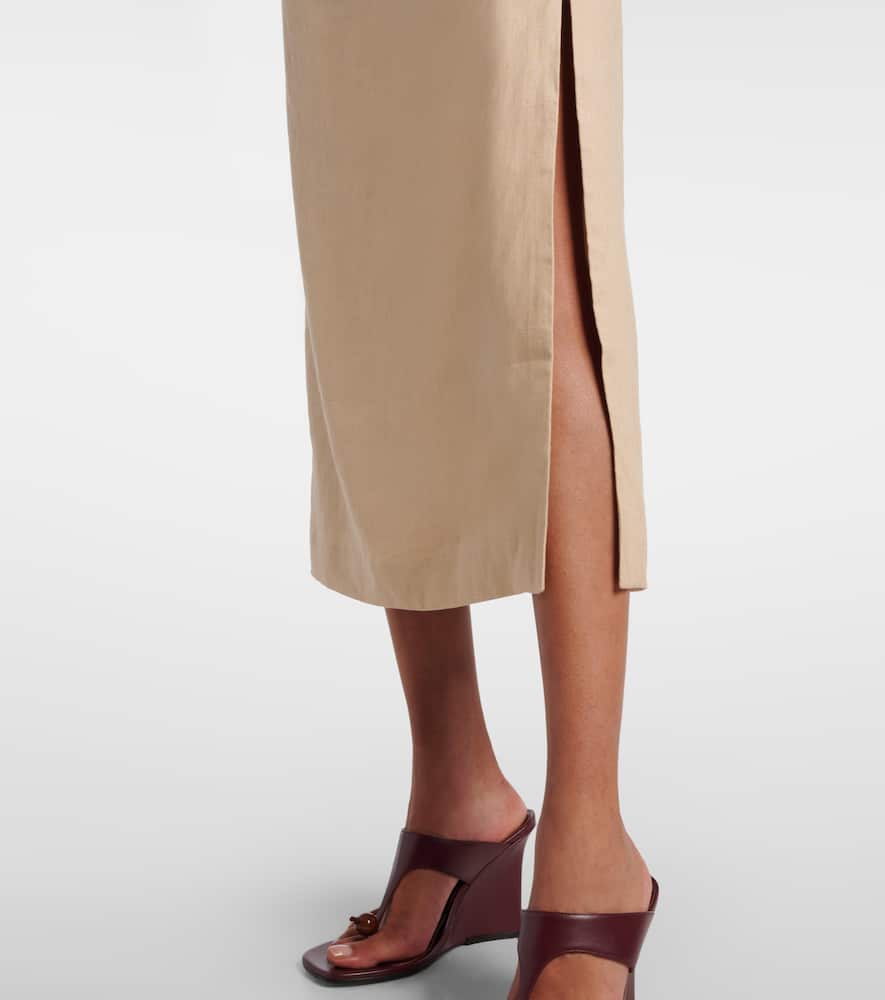 Sir Moretti Cutout Linen Midi Dress In Neutral