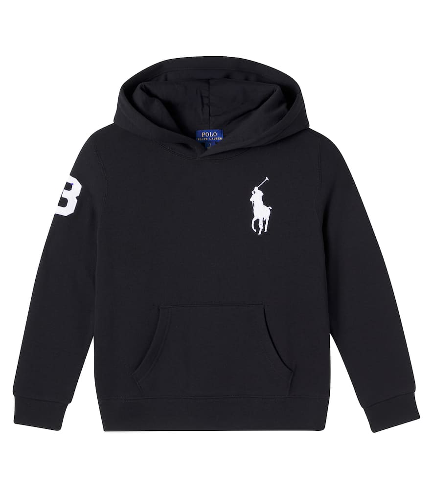 Polo Ralph Lauren Logo Cotton-blend Jersey Hoodie In Black