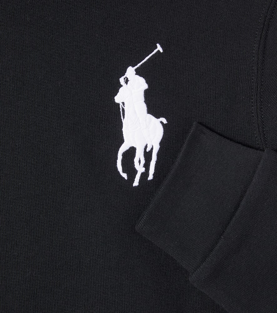 Polo Ralph Lauren Logo Cotton-blend Jersey Hoodie In Black
