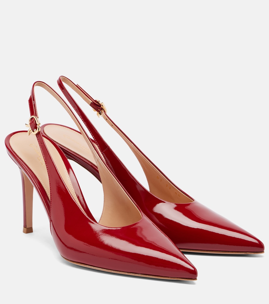 Gianvito Rossi Robbie 85 patent leather slingback pumps