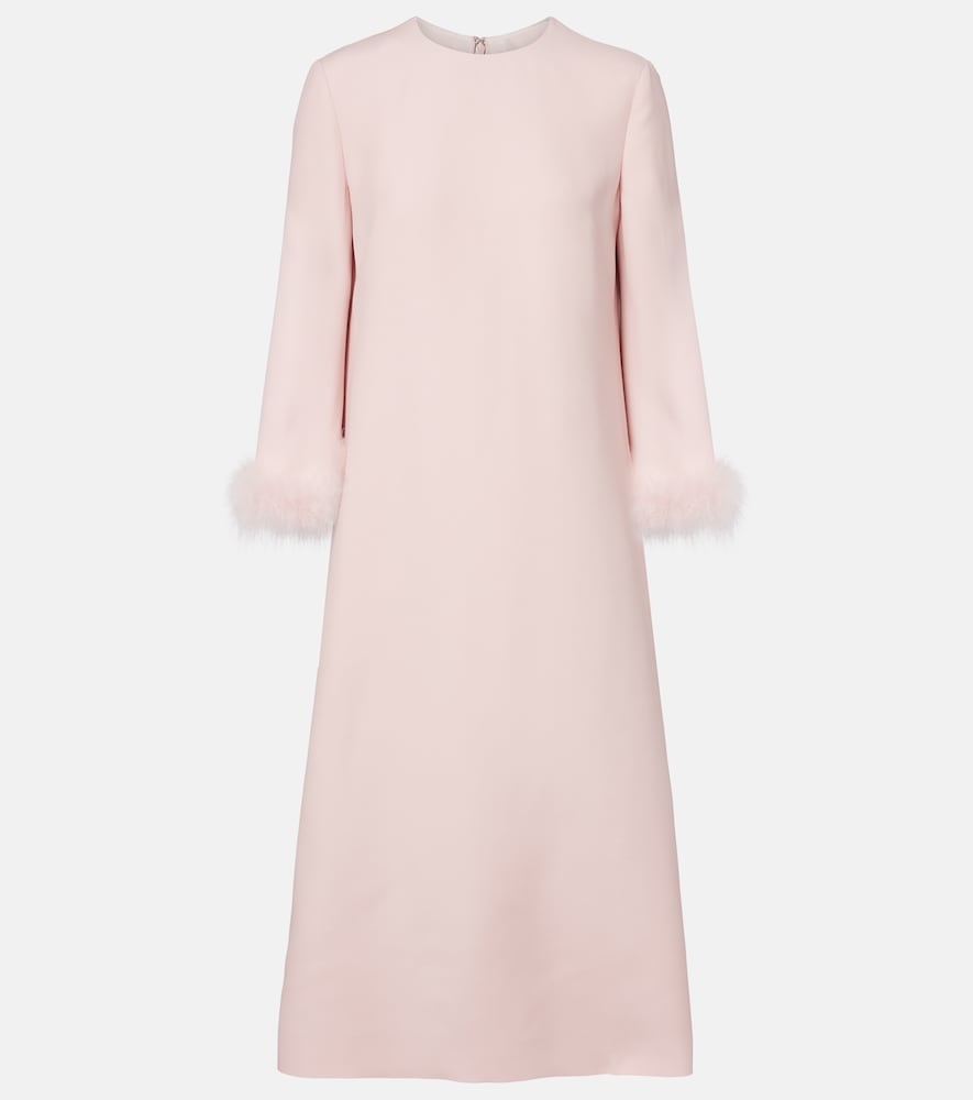 Valentino Crepe Couture feather-trimmed midi dress