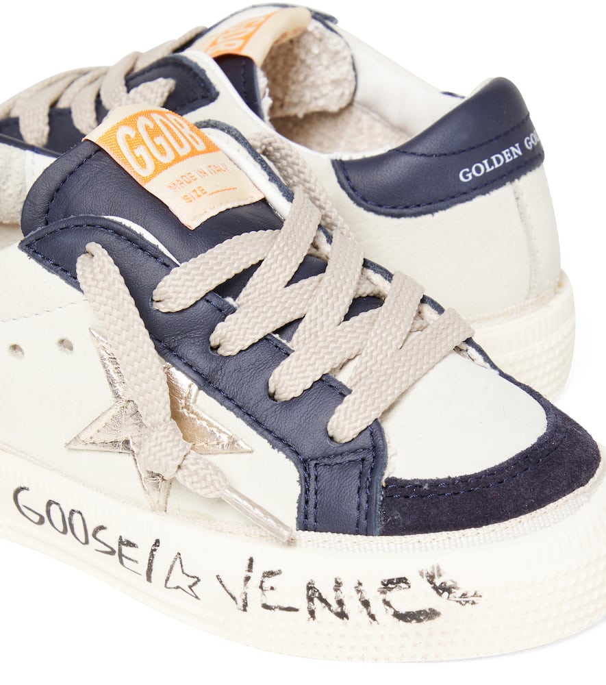 Golden Goose May Leather Platform Sneakers In White