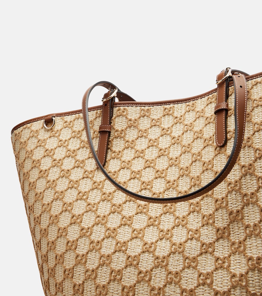  Gucci Gucci Gg Large Raffia-effect Tote Bag 