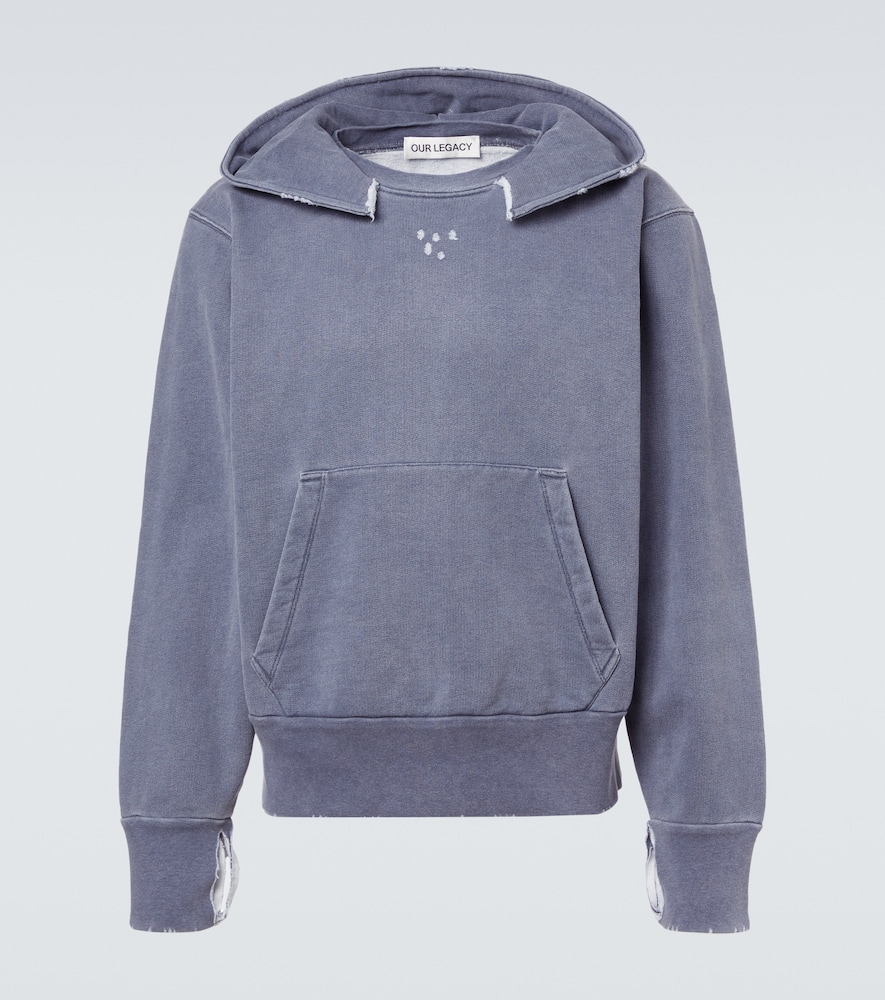 Our Legacy Relic Distressed Cotton Jersey Hoodie In Gray