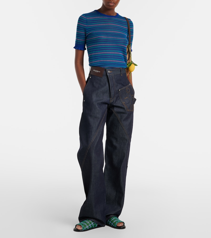 Embroidered High-Rise Straight Jeans