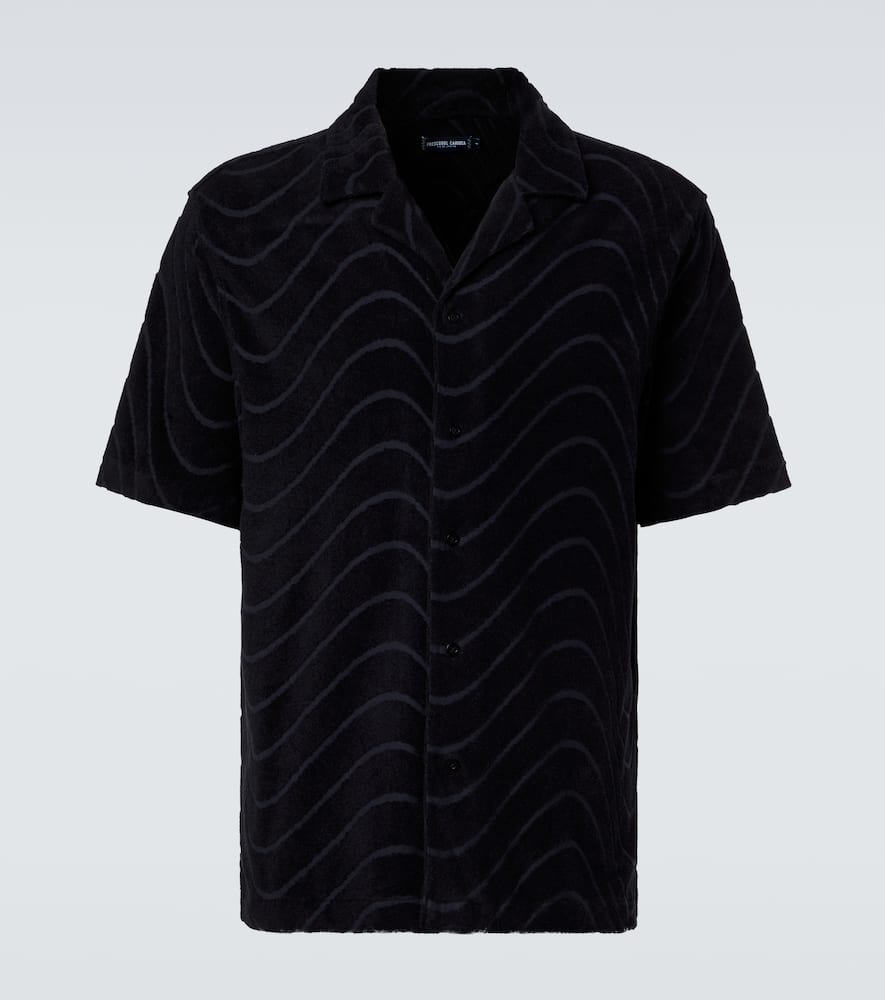 Frescobol Carioca Embroidered Cotton-blend Terry Shirt In Black