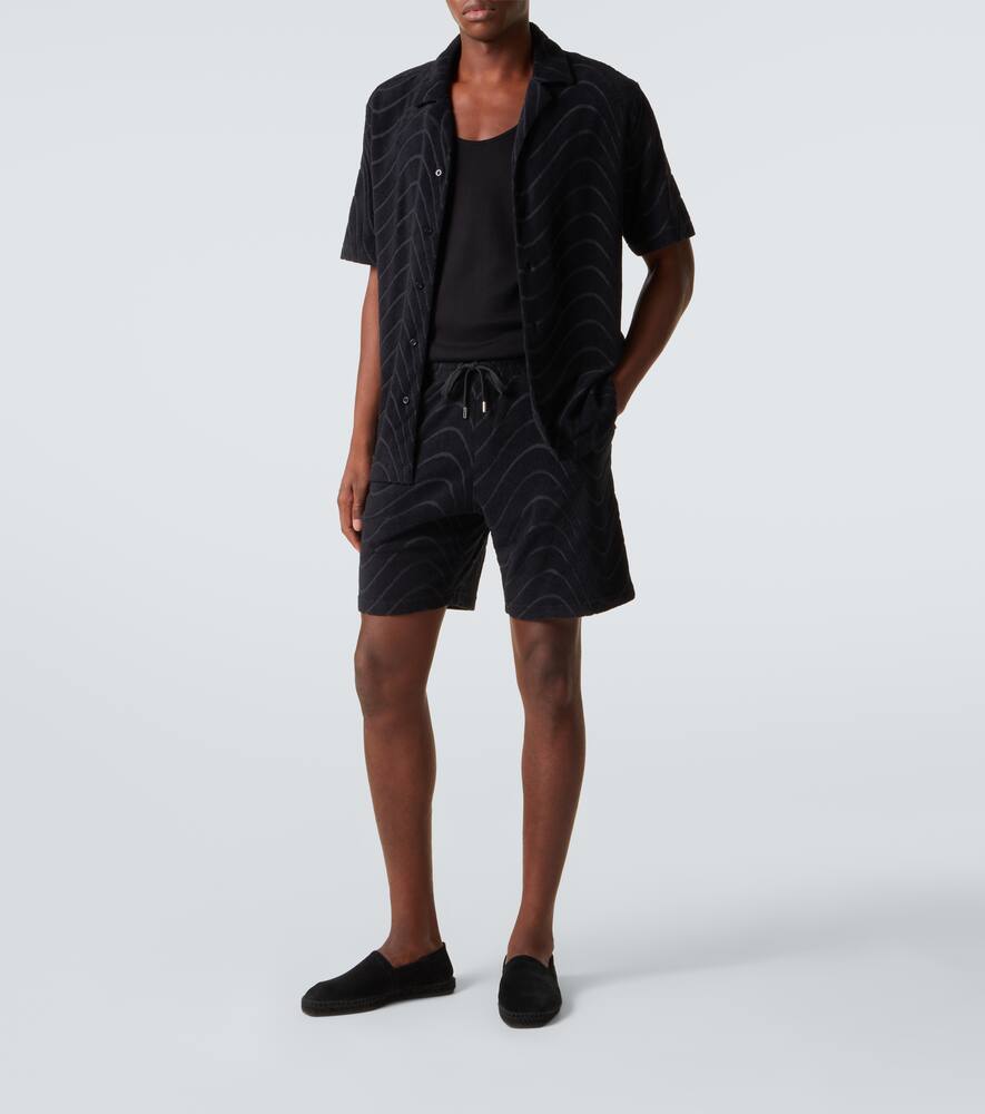 Frescobol Carioca Embroidered Cotton-blend Terry Shirt In Black