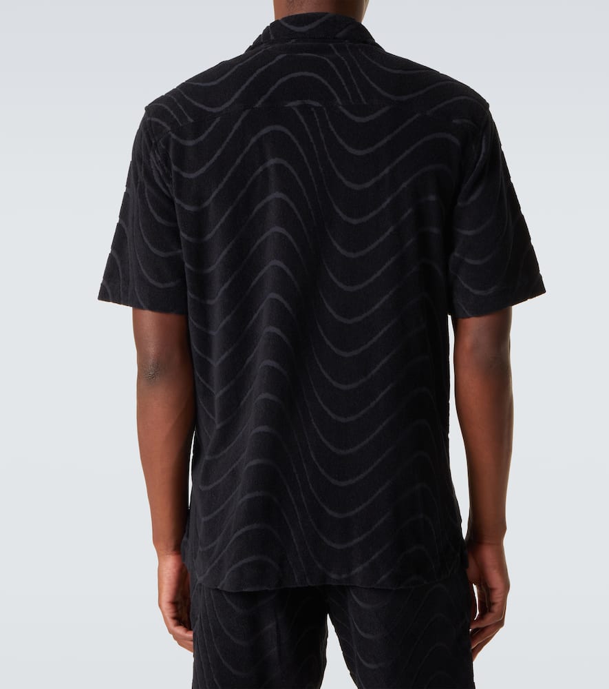 Frescobol Carioca Embroidered Cotton-blend Terry Shirt In Black