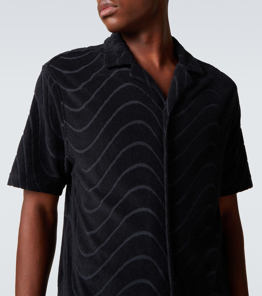 Frescobol Carioca Embroidered Cotton-blend Terry Shirt In Black