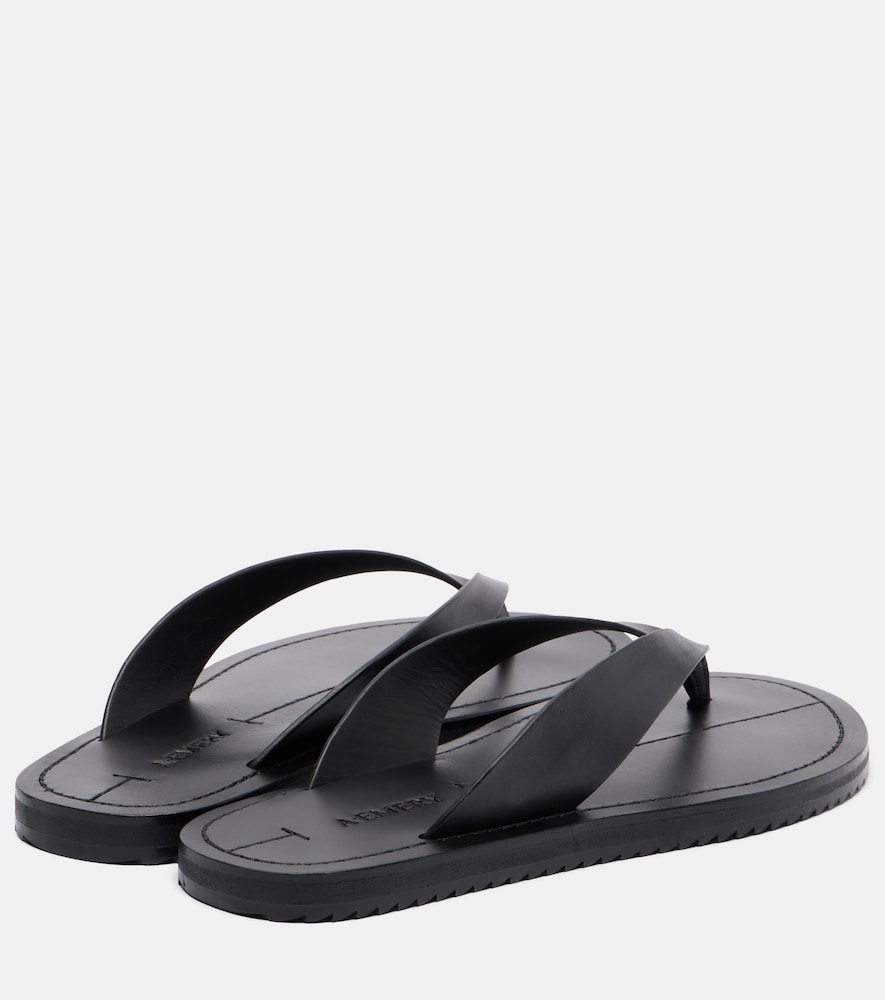 A.emery 'flora' Black Sandals With Flip-flop Design And Grooved Sole In Leather Woman In Black