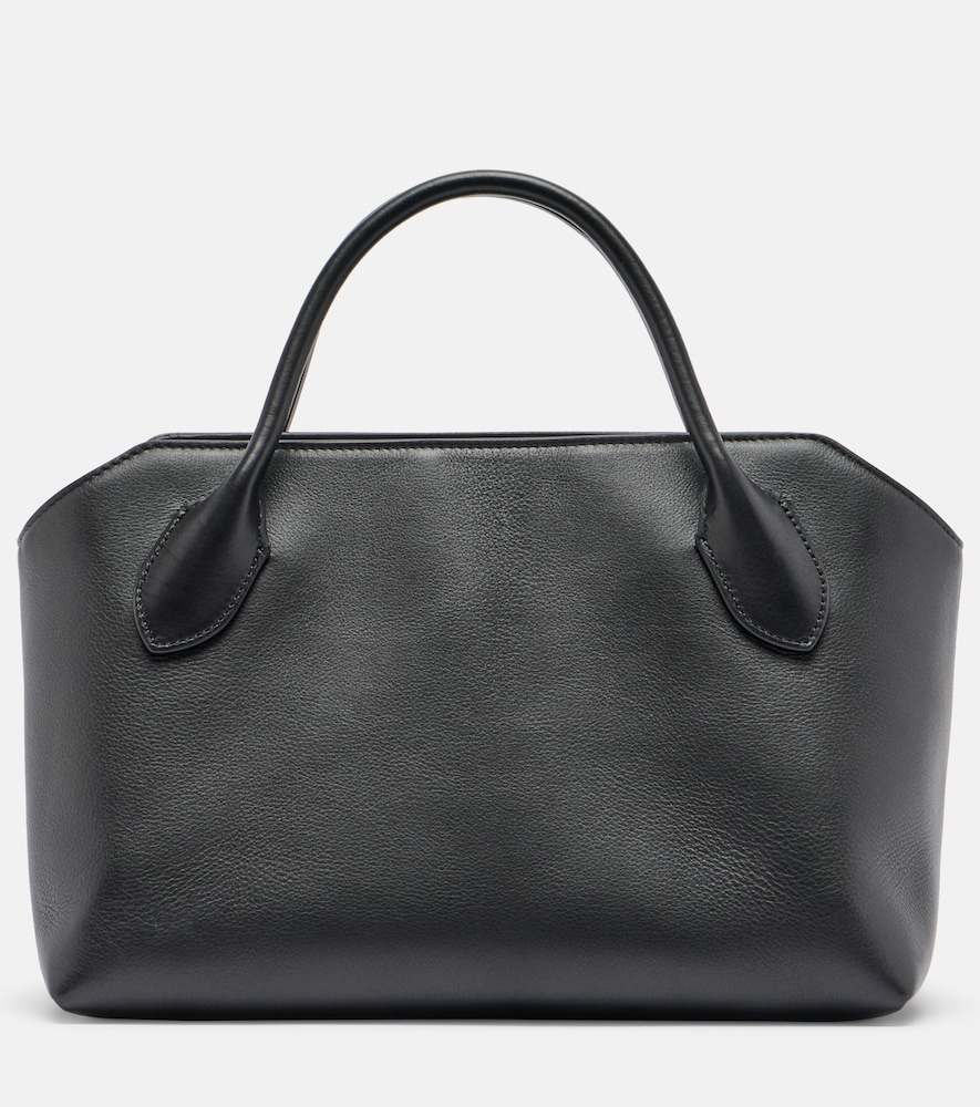 The Row Terrasse Medium Leather Top-handle Bag In Black