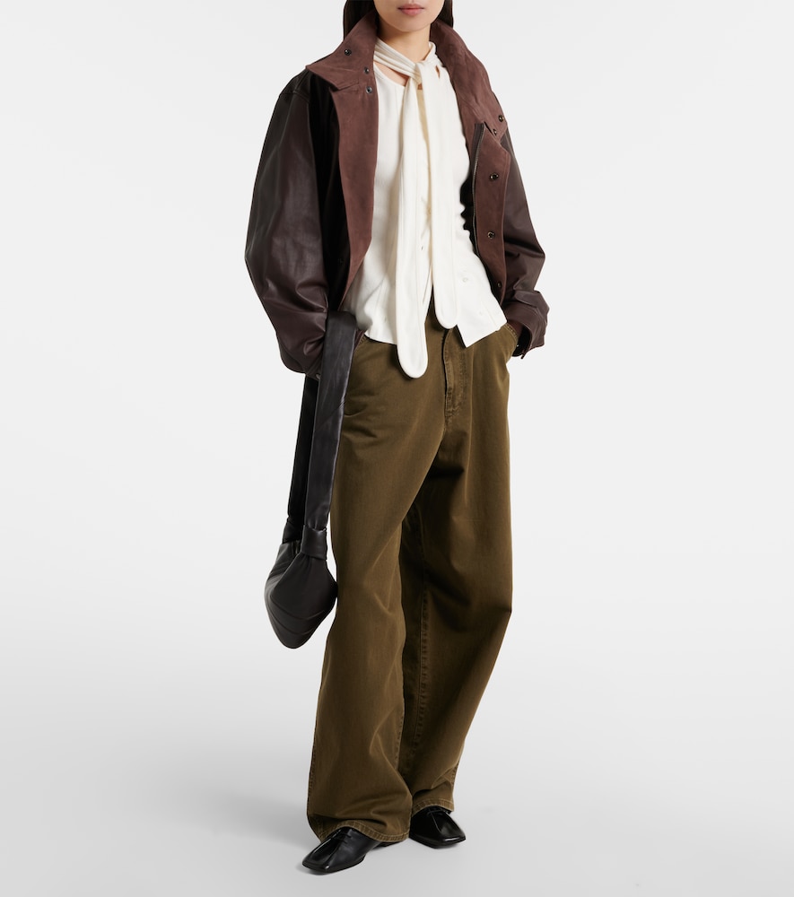 Lemaire Scarf-detail cotton and linen jersey top